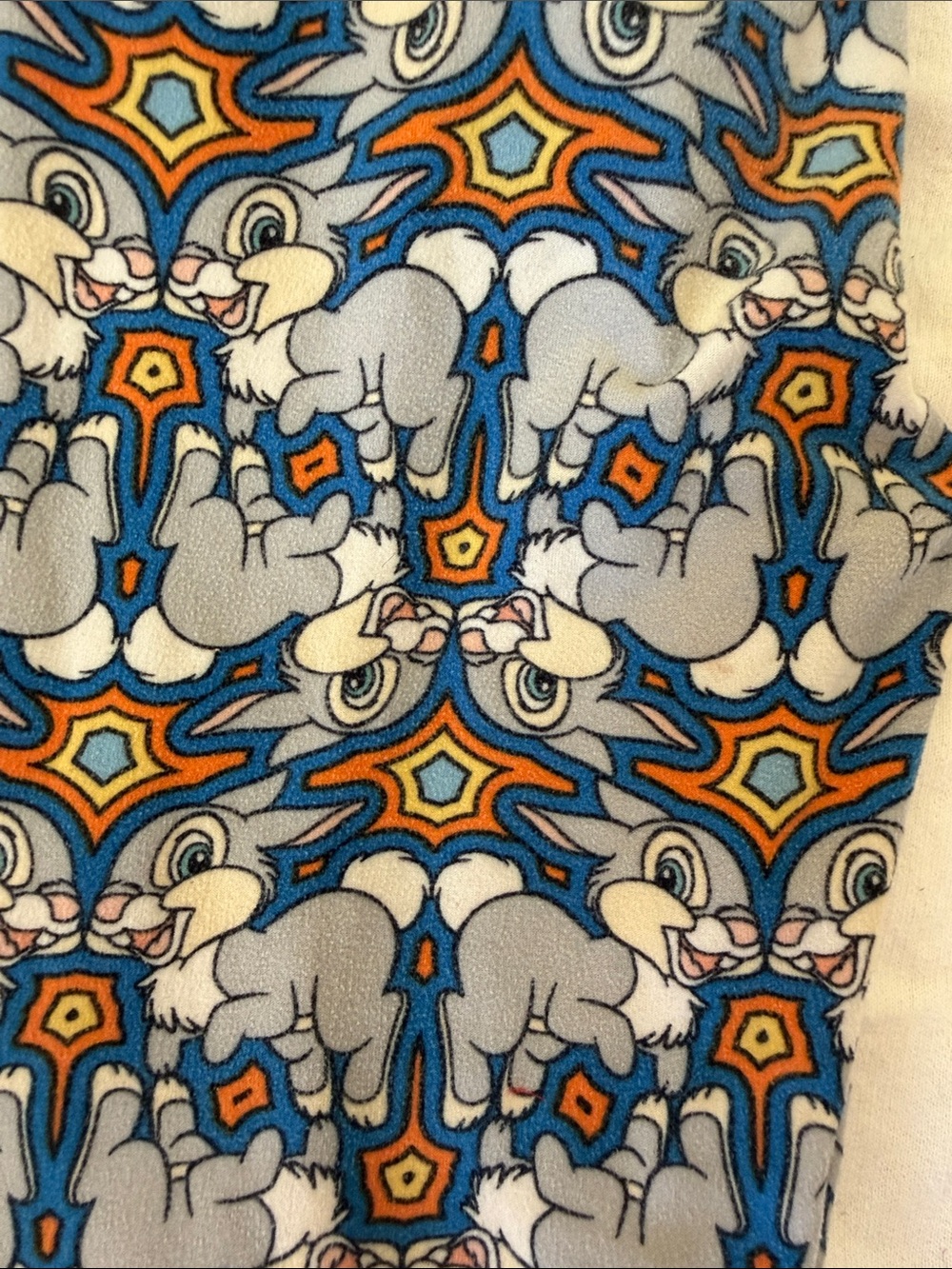 LuLaRoe Gray and Blue Thumper Kids Leggings with Orange Accents